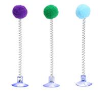 Aerensic Cute Cat Ball Cute Cat Teaser Wand Pet Products Spring Toy Cat Interactive Toys With Suction Cup Scratcher Toy Supplies