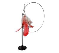 Aerensic Interactive Cat Toy Funny Cat Stick Toy Playing Teaser Wand With Suction Cup Simulation Feather With Bell Self-hi Toys(Red (ordinary))