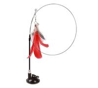 Aerensic Interactive Cat Toy Funny Cat Stick Toy Playing Teaser Wand With Suction Cup Simulation Feather With Bell Self-hi Toys(Red (Upgrade))