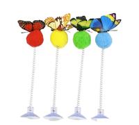 Aerensic Random Color Cat Feather Spring Ball Toy With Suction Cup Interactive Cat Teaser Wand Cat Toy Cat Scratcher Toy Supplies(7)
