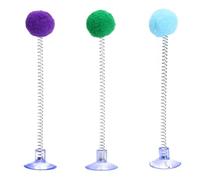 Aerensic Random Color Cat Feather Spring Ball Toy With Suction Cup Interactive Cat Teaser Wand Cat Toy Cat Scratcher Toy Supplies(11)