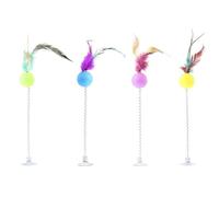 Aerensic Random Color Cat Feather Spring Ball Toy With Suction Cup Interactive Cat Teaser Wand Cat Toy Cat Scratcher Toy Supplies(3)