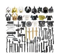 AERFGDE 64PCS Medieval Knight Weapon Accessories Building Blocks Set,Including Helmet Armor Shield,Designed for Mini Figures,Compatible with All Major Brands,MOC Bricks Parts Sets for Display Model