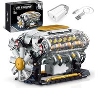 AERFGDE V8 Engine Model Kit That Runs, Build Your Own Mini Visible Car Motor, Physical Science Experiment Building Set for Adults & Teens, STEM Toy Gift Building Blocks Set for 14+, 692Pcs