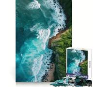 Aerial Aqua Tranquility Jigsaw Puzzles 1000 Piece for Adults Brain Exercise Cozy Fun Family Game Furniture Decor (50x75cm)