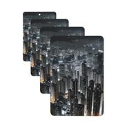 Aerial Night of View Hong Kong Car Air Fresheners Cards 4 Pcs Hanging Fragrance Scented Cards Long-Lasting Car Aromatherapy Tablets for Wardrobe Bathroom Car Interior Mirror Pendant Gifts