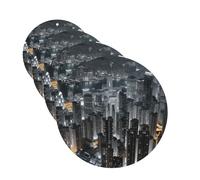 Aerial Night of View Hong Kong Car Air Fresheners Cards 4 Pcs Hanging Fragrance Scented Cards Long-Lasting Car Aromatherapy Tablets for Wardrobe Bathroom Car Interior Mirror Pendant Gifts