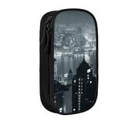 Aerial Night of View Hong Kong Pencil Case, Multifunctional Pencil Case, Student Pencil Case, with Zipper Suitable for Schools and Offices, Unisex.