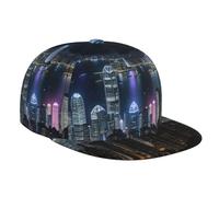 Aerial Night of View Hong Kong Print Adjustable Baseball Cap Breathable Lightweight Hat Comfort Sports Outdoor Travel Black