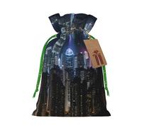 Aerial Night Of View Hong Kong Print Christmas Drawstring Gift Bags Birthday Sacks With For Xmas Wedding Party Favors