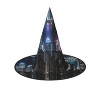 Aerial Night Of View Hong Kong Print Comfortable Halloween Witch Hat Unisex For Parties Carnivals Christmas And Cosplay