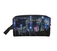 Aerial Night of View Hong Kong print Fashionable Travel Storage Bag, Portable Toiletry Bag Large Capacity Organizer
