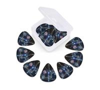 Aerial Night of View Hong Kong print Guitar Picks 12 Pack, Mixed (0.46-0.96mm) with Storage Case for Guitar,ukulele