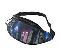 Aerial Night of View Hong Kong Print Men Women Stylish Waist Bag Comfort Pack Travel for Hiking Cycling and Running