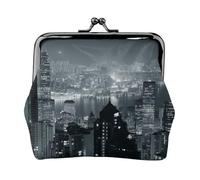 Aerial Night of View Hong Kong Print Print Coin Purse for Men Women Leather Kiss Lock Small Pouch Coin Wallet