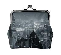Aerial Night of View Hong Kong Print Print Coin Purse for Men Women Leather Kiss Lock Small Pouch Coin Wallet