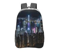 Aerial Night Of View Hong Kong Print School Transparent Backpack Pvc Clear Bag Daily Necessities Work Travel Boys Girls