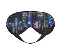 Aerial Night of View Hong Kong Print Sleep Eye Smask with Strap Eye Shade for Travel Nap Meditation