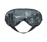 Aerial Night of View Hong Kong Print Sleep Mask Silk Eye Cover Soft Satin Blindfold Elastic Strap Night Eyeshade Travel Nap for Women Men