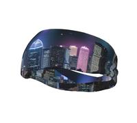 Aerial Night of View Hong Kong Print Sports Sweatband Elastic Headband Tennis Basketball Running Fitness Accessories