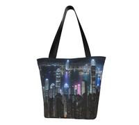 Aerial Night of View Hong Kong Print Summer Shoulder Bag Beach Crossbody Handbag Travel Shopping Gym Hiking Party Events