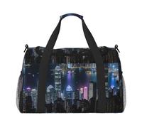 Aerial Night Of View Hong Kong Print Travel Hand Travel Bag Weekender Overnight Carry On Tote Foldable Crossbody Bag