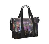 Aerial Night of View Hong Kong Print Women Men Travel Hand Bag Lightweight Foldable Camping Daily Use Outdoor Activities