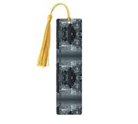 Aerial Night of View Hong Kong Print Wooden Bookmark Bookmarks with Tassels Book Marks for Reading Hardcover Books Notebooks