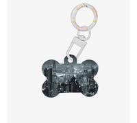 Aerial Night of View Hong Kong Printing 1 Pc Dog Bone Shape Id Tags Double Sided with Key Ring Craft for Pets