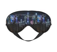 Aerial Night of View Hong Kong Printing All-Occasion Sleep Eye Mask with Double Sides Adjustable Strap Perfect for Shifts & Travel
