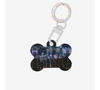 Aerial Night of View Hong Kong Printing Bone Shaped Dog Tag Pet Id Tags,Acrylic Dog Tags Cat Tags with Ring for Dog Cat,Pendant Crafts