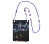 Aerial Night Of View Hong Kong Printing Crossbody Phone Case For Adult Wallet Crossbody Shoulder Bag With Detachable Shoulder Strap