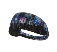 Aerial Night of View Hong Kong Printing Double-Sided,Unisex Elastic Sports Headband,Ideal As A Gift for Sports-Loving Friends,Family