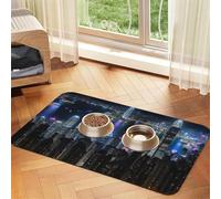 Aerial Night Of View Hong Kong Printing Feeding Mat For Dogs Cats Pet Absorbent Leather Tablecloth 23.62in*15.75in Cat Dog