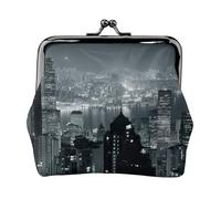 Aerial Night of View Hong Kong Printing Small Coin Purse, Lightweight Travel Wallet for Sightseeing Tours and Shopping Sprees