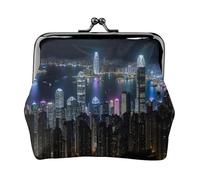 Aerial Night Of View Hong Kong Printing Small Travel Kit Wallet, Compact Pouch For Camping Adventures And Fishing Trips, Black, One Size, Art Deco