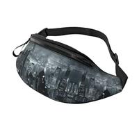 Aerial Night of View Hong Kong Waist Bag Bumbags for Men Women, Print Polyester Waist Pack for Travel Walking Sport with Adjustable Strap