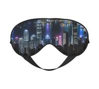 Aerial Night of View Hong Kongprint Travel Office Airplane Night Sleep Shading Blindfold Adjustable Strap Eye Mask