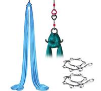 Aerial Silks and Yoga Hammock Practice Kit with 360° Swivel Connector, Low-Elastic Fabrics for Beginners, Home Dance, and Indoor Gymnastics