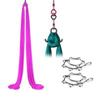 Aerial Silks and Yoga Hammock Practice Kit with 360° Swivel Connector, Low-Elastic Fabrics for Beginners, Home Dance, and Indoor Gymnastics