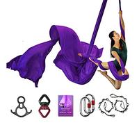 Aerial Silks Deluxe Equipment Set for Aerial Yoga, Aerial Yoga Hammock, Aerial Acrobatic,Circus Arts, Aerial Dance(L:10m W:2.8m） (Deep Purple)