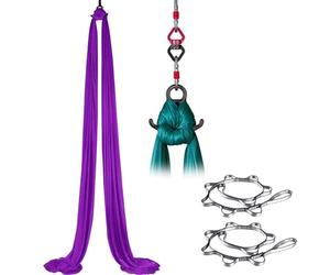 Aerial Silks Yoga Hammock Practice Kit with 360° Swivel Connector, Low-Elastic Fabric for Beginners and Indoor Gymnastics