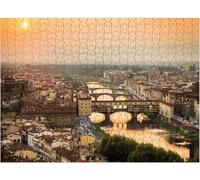 Aerial View Florence Sunset Ponte Vecchio Arno Puzzle for Adults Educational Intellectual Jigsaw Puzzle,Beautiful Fantasy Puzzles for Adults Fun Game_1000pcs