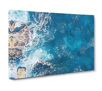 Aerial View of a Blue Ocean in Australia Canvas Print | Gallery Wrapped 30mm Frame Wall Art | 30x20 inches | Ready to Hang | Modern Seascape Picture | Living Room Bedroom Lounge Office