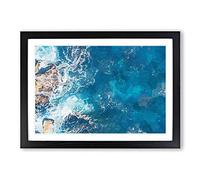 Aerial View of a Blue Ocean in Australia Framed Print | A2 Black Framed Wall Art | Ready to Hang | Modern Nautical Picture | Living Room Bedroom Lounge Office