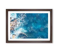 Aerial View of a Blue Ocean in Australia Framed Print | A2 Walnut Framed Wall Art | Ready to Hang | Modern Nautical Picture | Living Room Bedroom Lounge Office