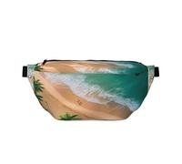 Aerial View of A Tropical Beach Fanny Pack for Women Man,Shoreline Waist Belt Bag Crossbody for Sports Travel Hiking Running Jogging