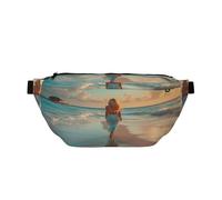 Aerial View of A Tropical Beach Fanny Pack for Women Man,Shoreline Waist Belt Bag Crossbody for Sports Travel Hiking Running Jogging