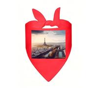 Aerial View of Paris Cityscape Dog Bandana Cute Soft Triangle Bibs Washable Kerchief Adjustable Dog Scarf Puppy Neckerchief Stylish Handkerchief Pet Bandana Pet Scarfs for Small Dogs Cat Pet Red-style
