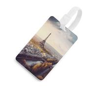 Aerial View of Paris Cityscape Luggage Tags for Suitcases Privacy Protection Travel Essentials Bag Tag Personalized Unique Luggage Tag Heavy Duty Cute Baggage Tags with Privacy Name Card